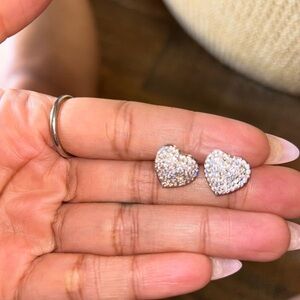 Elegant Silver Heart Stud Earrings
